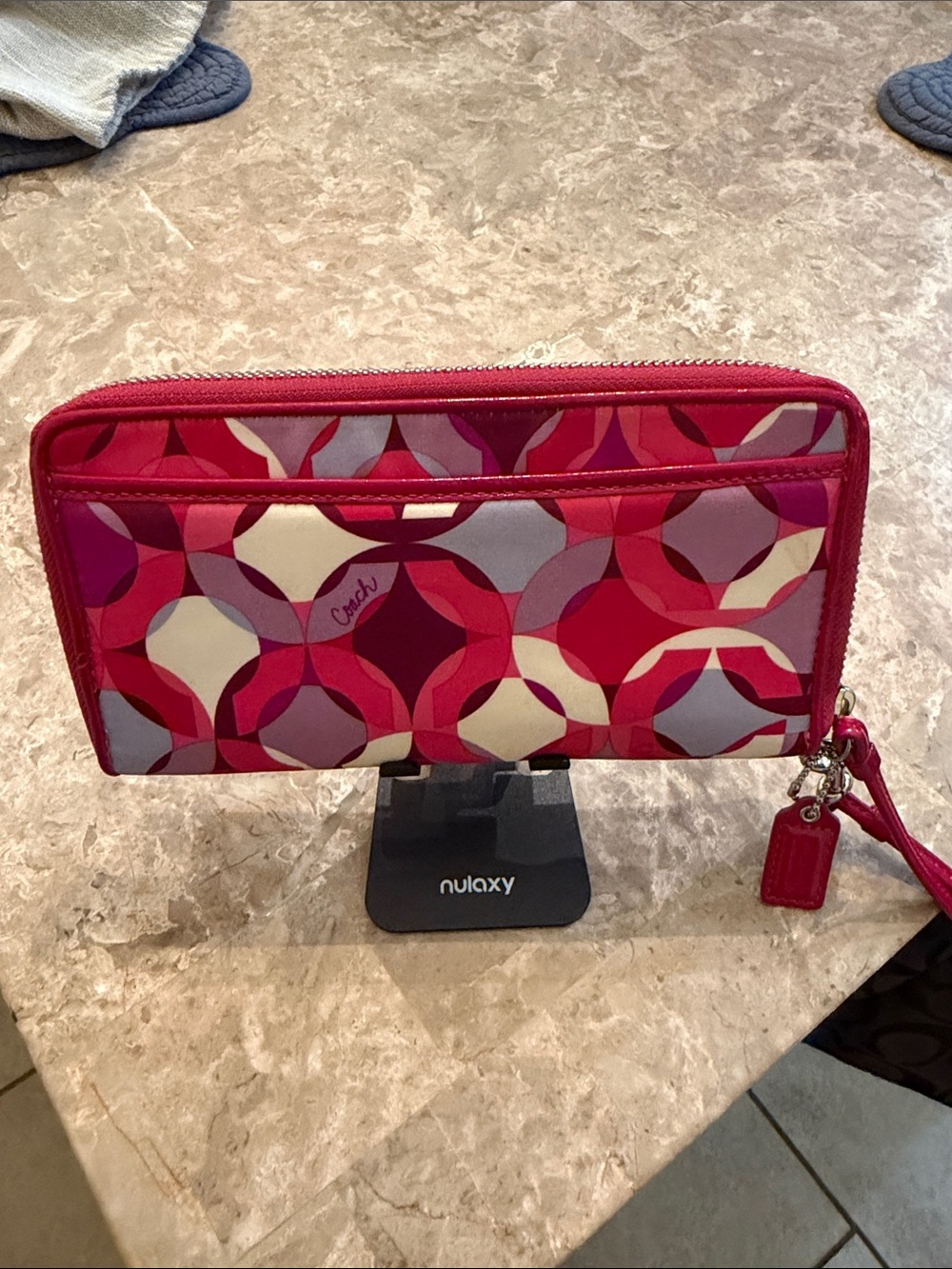 Coach NWOT Poppy Pink and Purple Signature C Large Wallet with Wristlet Strap - Picture 8 of 16